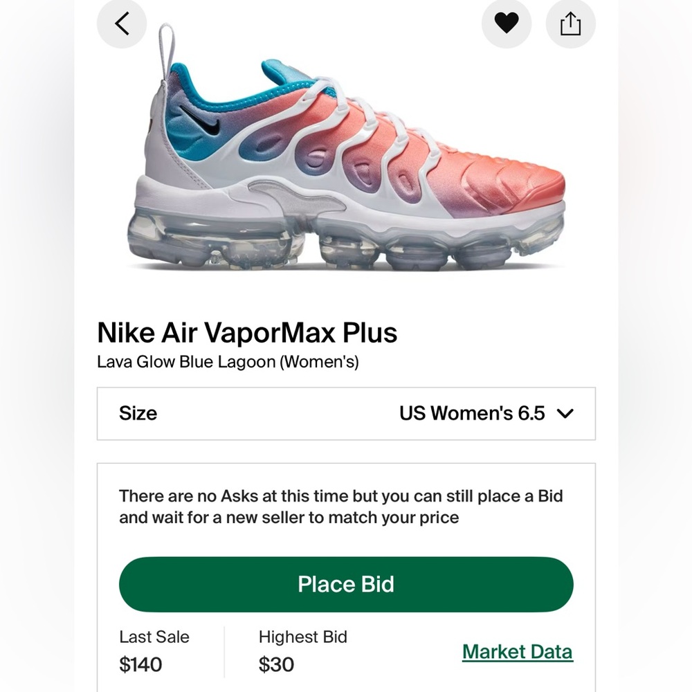 Nike Air VaporMax Plus “Lava Glow Blue Lagoon” Women’s Size 6.5 - Picture 9 of 9